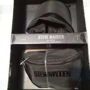 New Steve Madden Black  Fanny Pack Baseball Cap Hat Set NIB